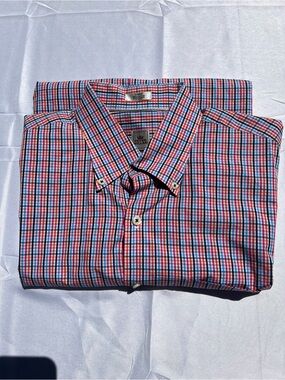 Peter Millar Men’s Red and Blue Checked Button-Down Shirt